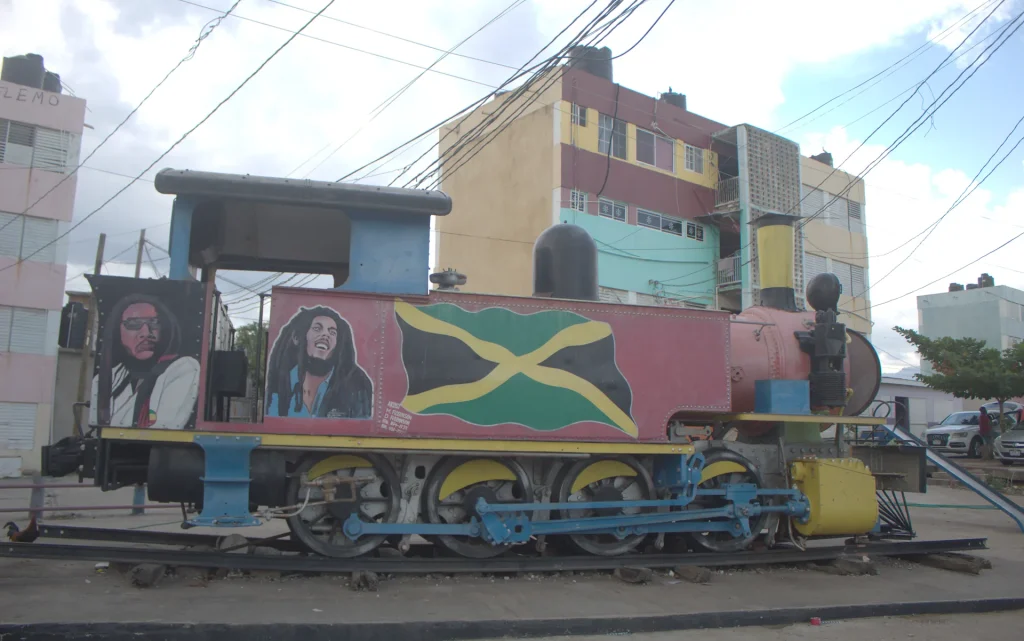 Colorful train in Trench Town, Jamaica, where Chuchu Benz grew up.
